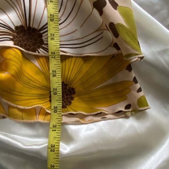 Vintage 1990s Floral Sunflower Leopard Chiffon Midi Button Skirt Boho Large - Picture 6 of 8